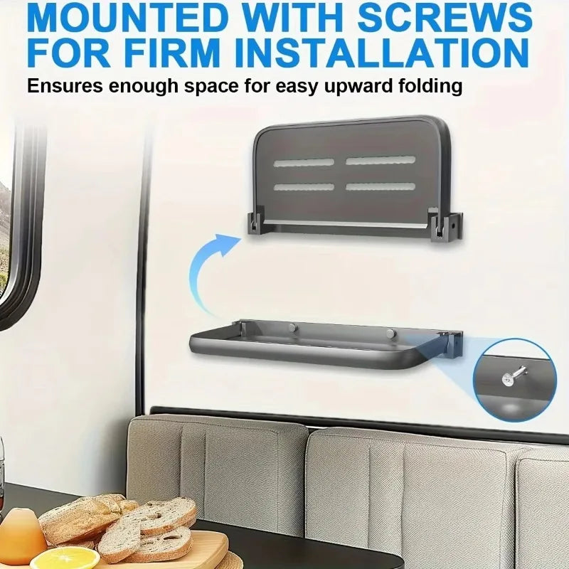 Aluminum RV Drop-down Foldable Shelves Wall Storage for Campers Space Saving Organizer for Recreational Vehicles