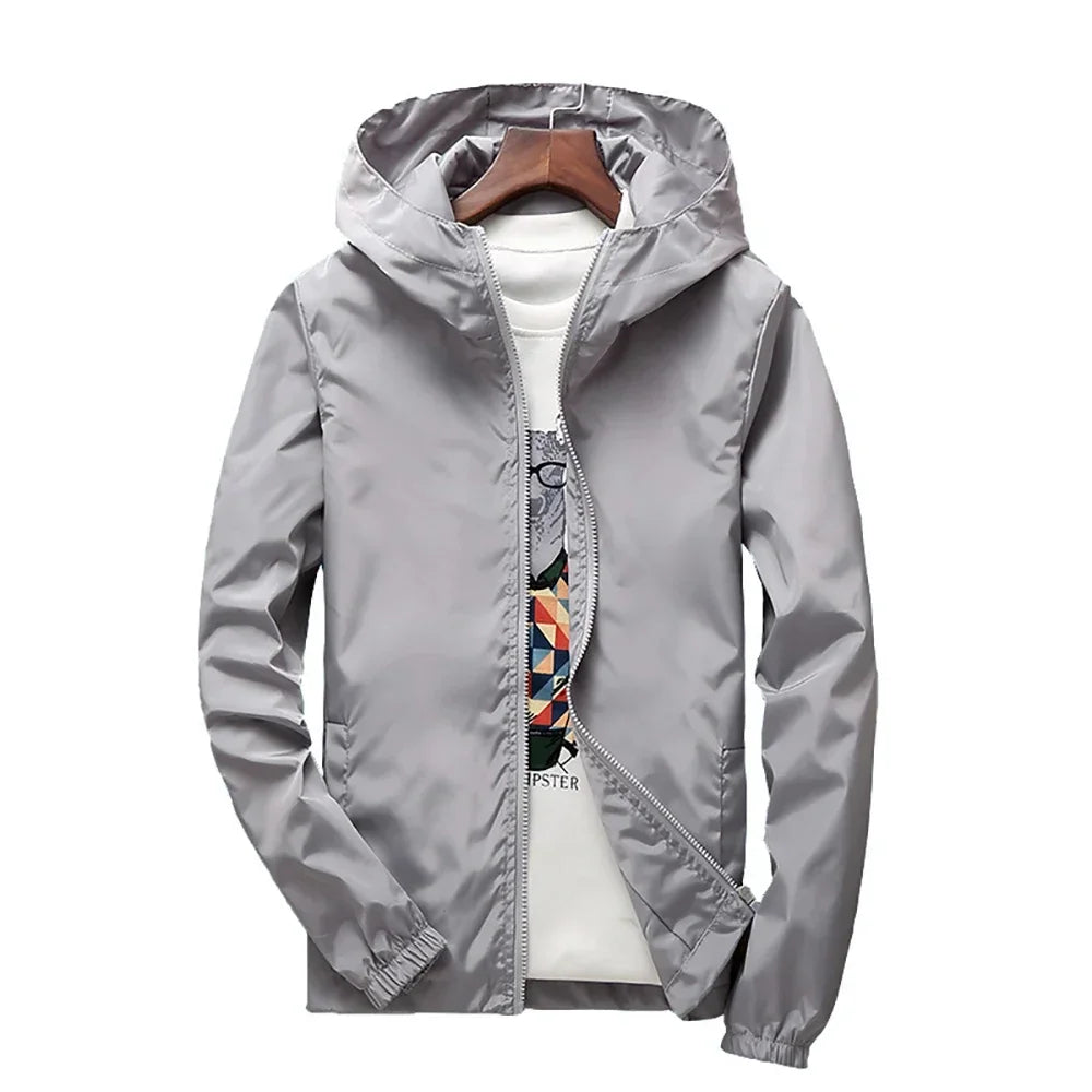 2025 Spring and Autumn New Youth Men's Fashion Casual Zipper Jacket Student Korean Edition Thin Top Solid Color Hooded Jacket
