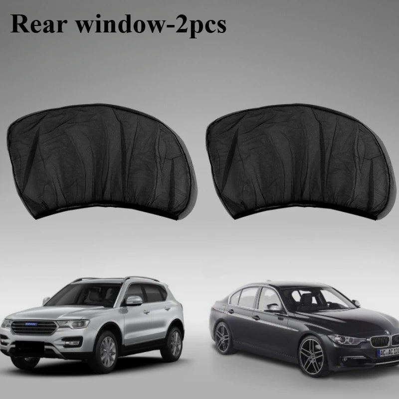 2pcs Car Window Mosquito Net Sunshade UV Protect Shield Mesh Prevent Mosquito Sunshine Privacy Protection Foldable Curtain