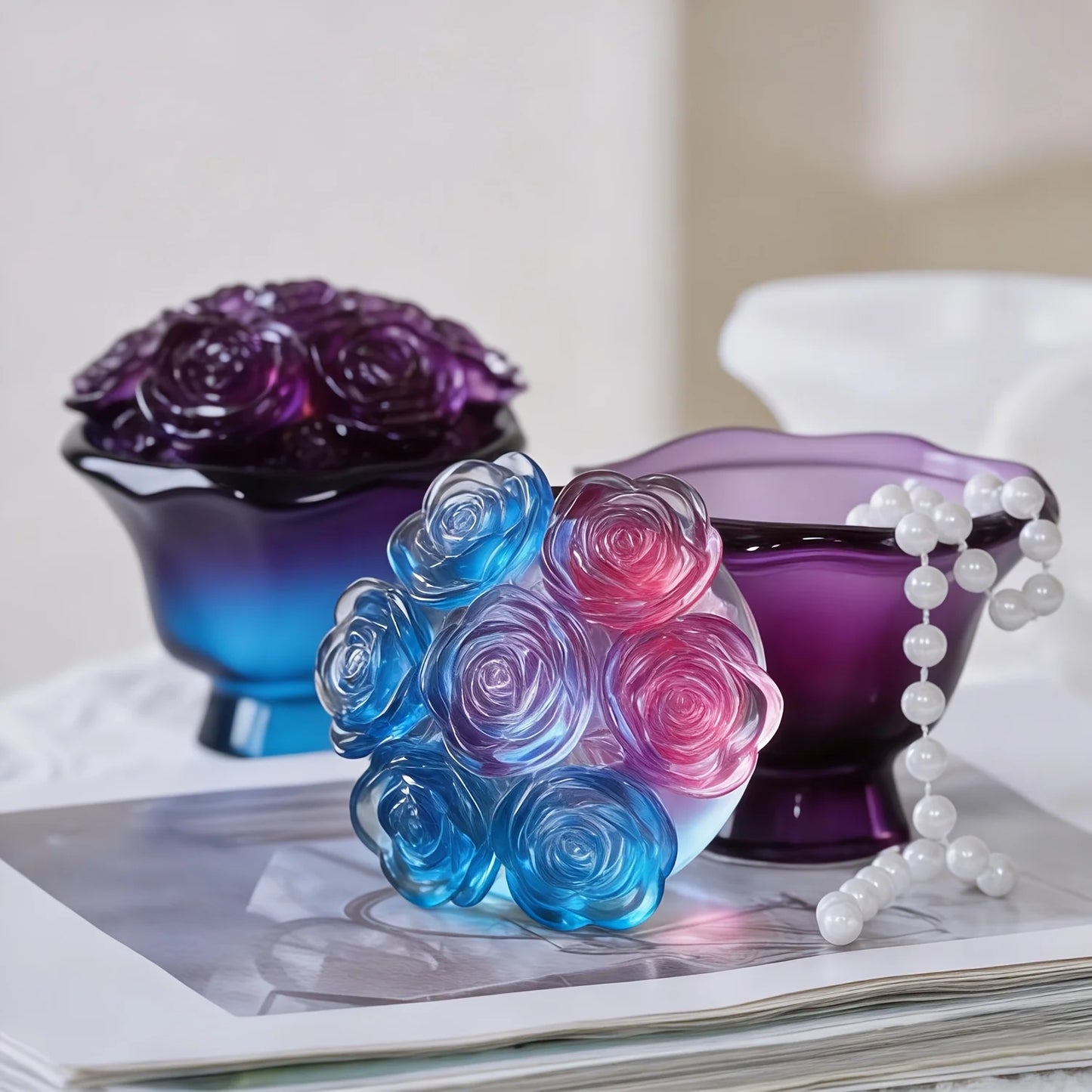 Set of hand-held rose jar molds with LIDS