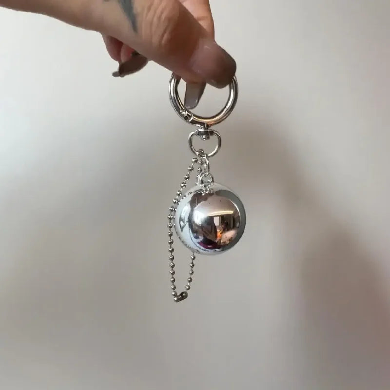 New Korean Metal Big Ball Car Key Pendant Simple Pendant Bag Pendant Earphone Case Accessories