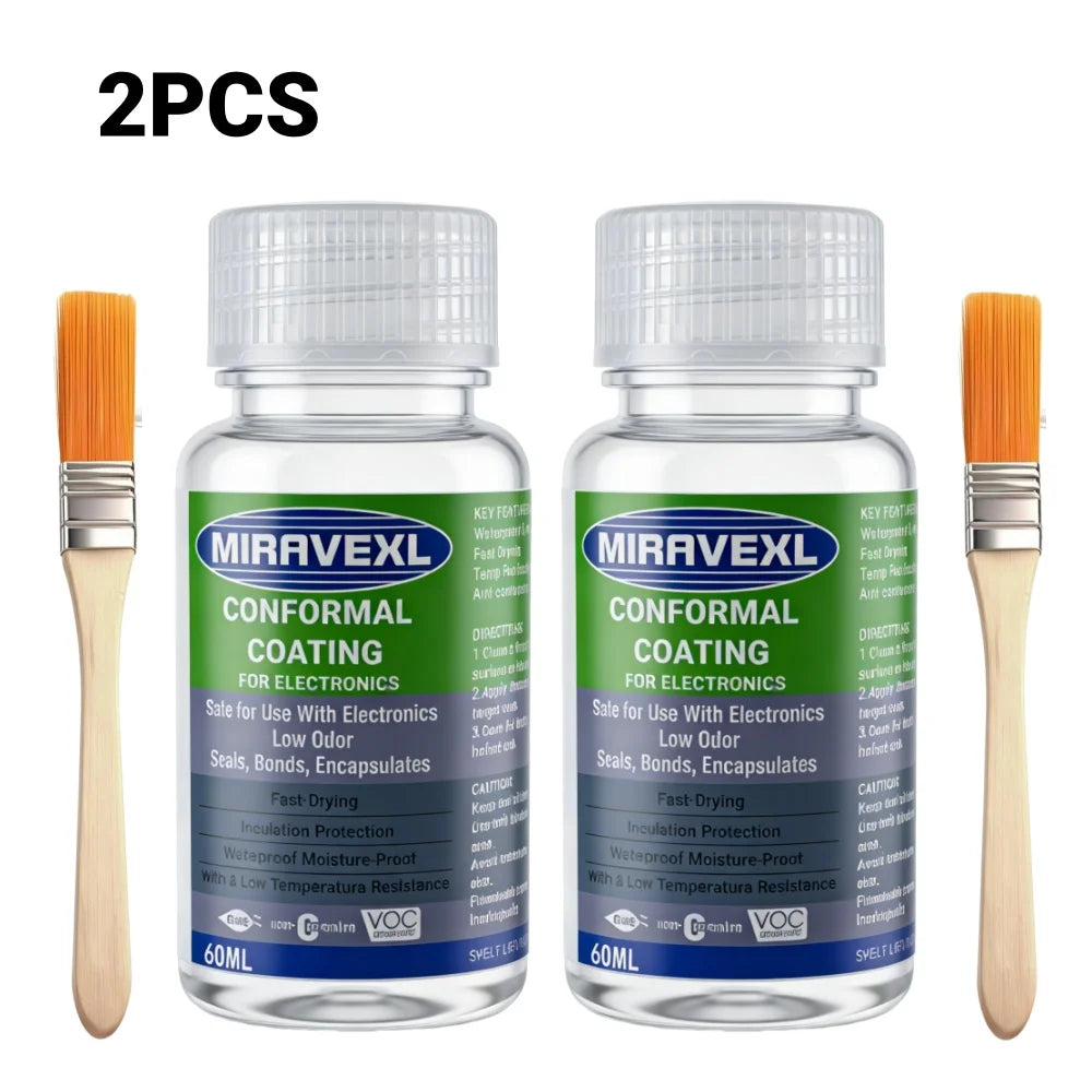 PCB Conformal Coating Clear Waterproof Insulating Varnish Fast Dry Electronic Circuit Board Protection Paint + Brush