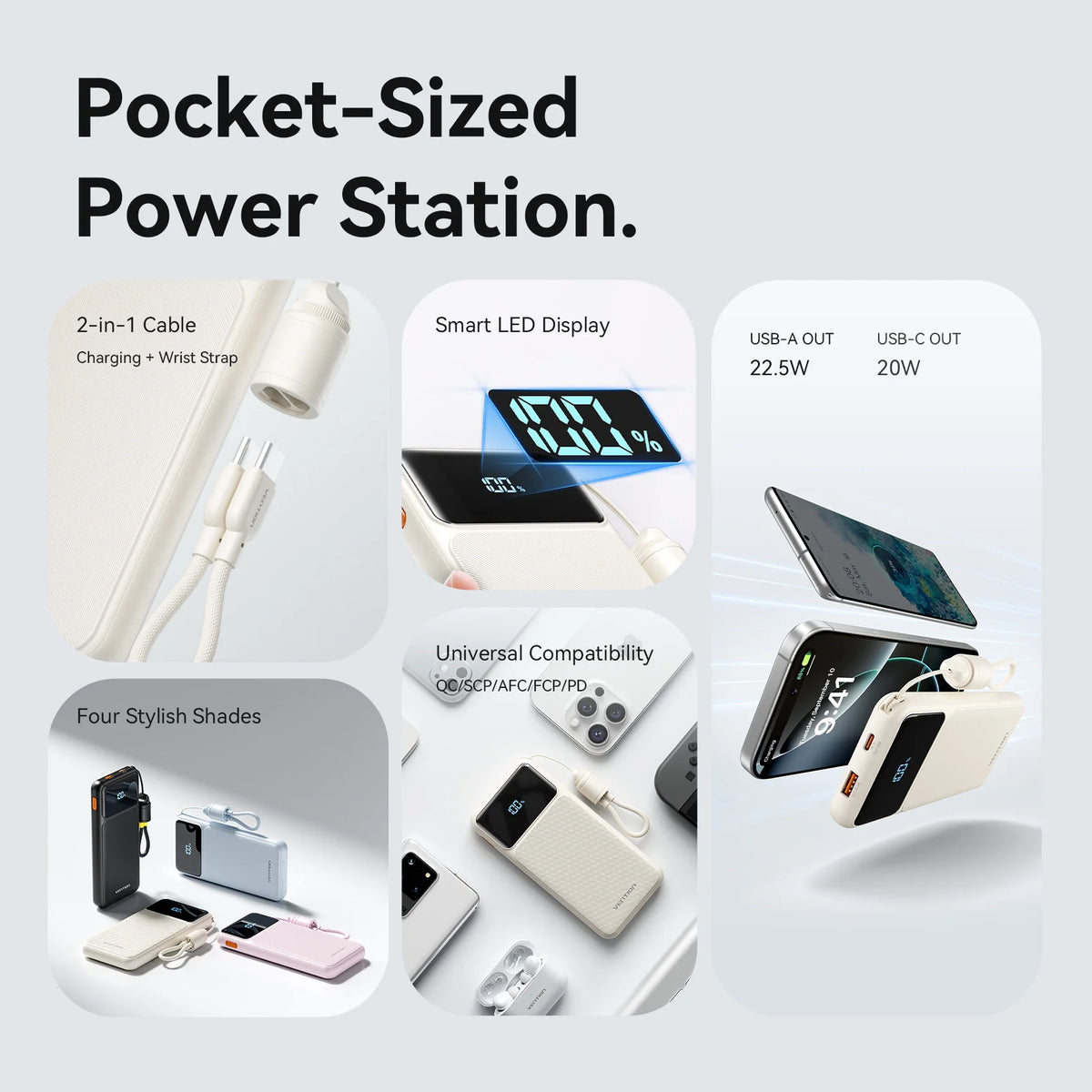 Vention CCC 22.5W 10000mAh Power Bank Portable Fast Charger for Xiaomi iPhone Samsung Spare Battery 3C Certified Powerbank