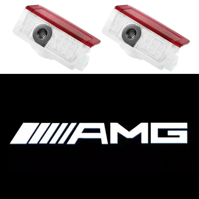 2Pcs LED Light Car Door Projector Lamps Accessories for Mercedes Benz AMG A B C M ML GLA GLS E Class W176 W205 W166 W246 W212