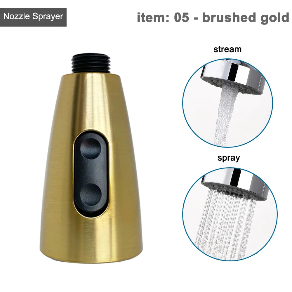 Kitchen Faucet Head Replacement Parts ABS Gold Black Nickle Chrome Tap Pull-out Shower Sprayer Nozzle Faucet Spouts Accessory