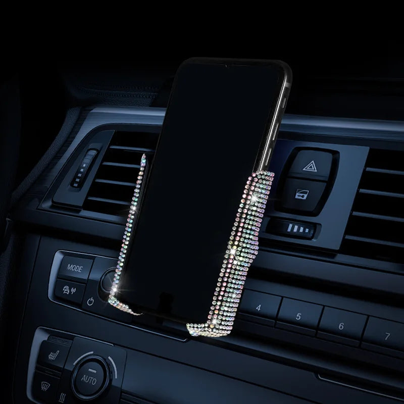 Bling Rhinestone Car Phone Holder Air Vent Gravity Auto-clamp Cell Phone Mount Luxury Crystal Car Navigation Bracket
