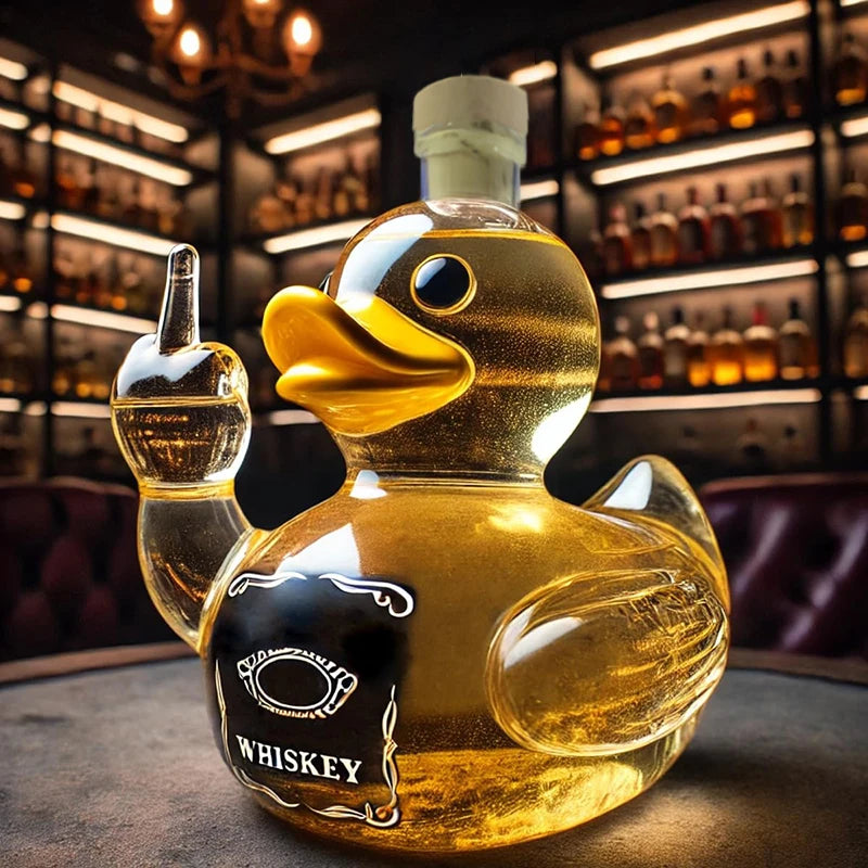 1Pieces Middle Finger Duck Bottle,Funny Middle Finger Whiskey Duck Bottle