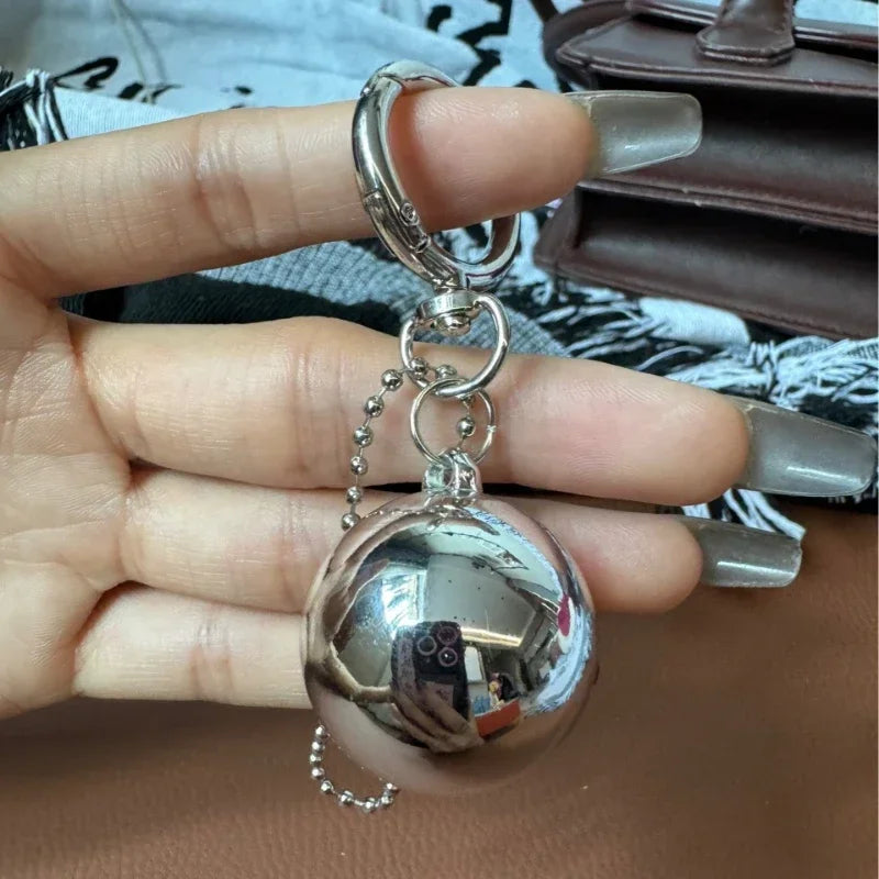 New Korean Metal Big Ball Car Key Pendant Simple Pendant Bag Pendant Earphone Case Accessories
