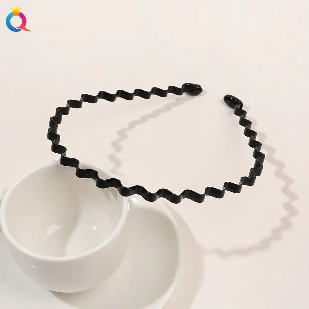 Fashion Metal Hair Band for Men Women Unisex Black Wavy Hair Head Hoop Band Sports Headband Hairband Hair Accessories Gifts
