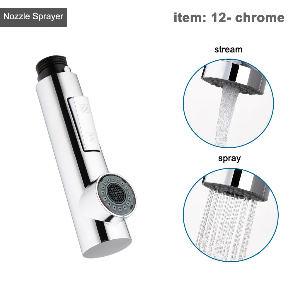 Kitchen Faucet Head Replacement Parts ABS Gold Black Nickle Chrome Tap Pull-out Shower Sprayer Nozzle Faucet Spouts Accessory