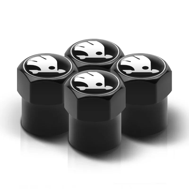 4PC Metal Car Badges Wheel Tire Valve Caps Covers Auto Accessories For Skoda S Kodiaq Octavia 2 3 Yeti Karoq Rapid Fabia VII VRS