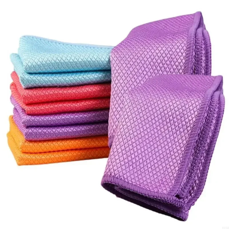 Multipurpose Wire Cloth Microfiber Fish Scales Cleaning Cloth 10Pcs for Shines On Glassware and Steel B95B