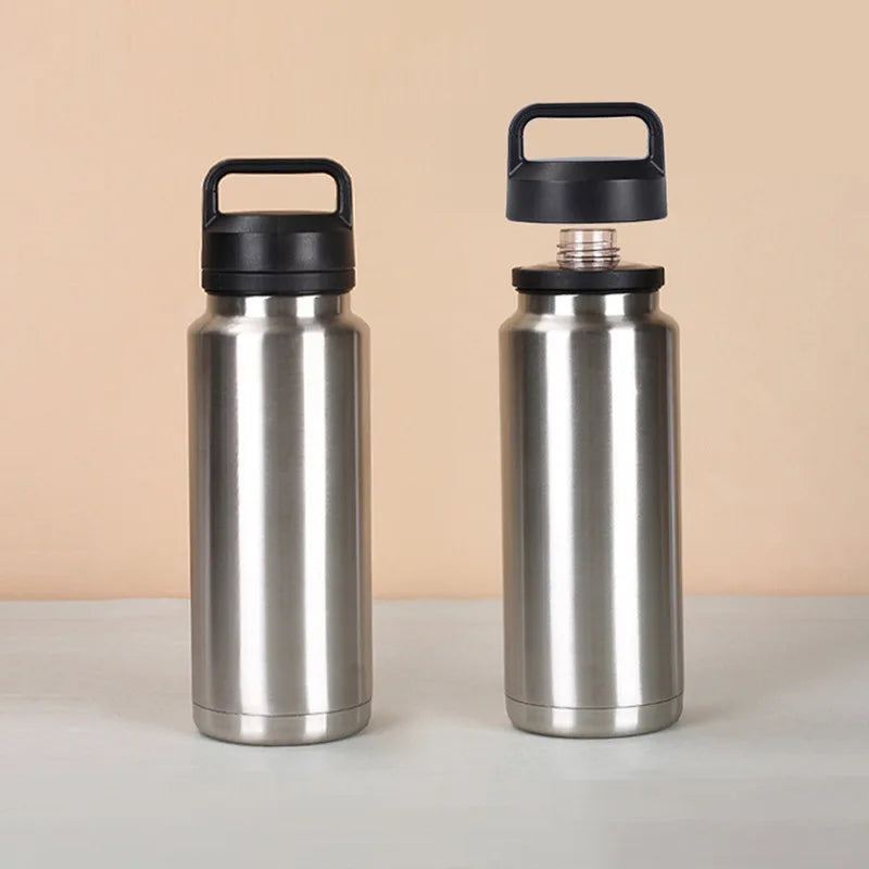 18/26/36oz 304 Stainless Steel Vacuum Flask, Large Capacity Insulated Water Bottle with Handle Lid 1pcs