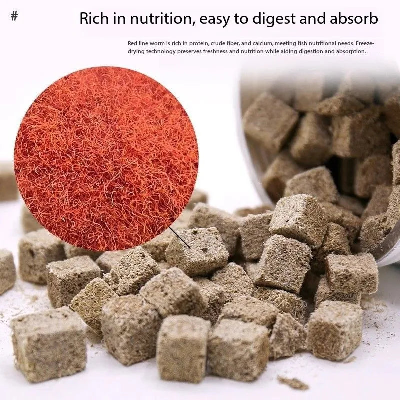 165ML/550ML High Protein Freeze Dried Bloodworms Cube Tubifexes Worms Fish Feed Axolotl Feed Tortoise Feed