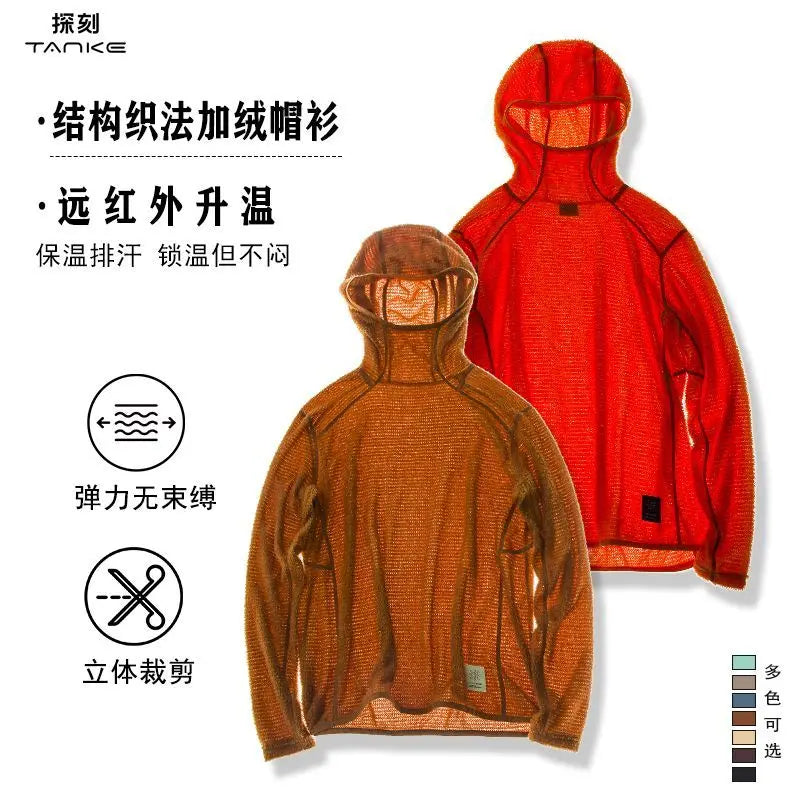 Thermolite® Lightweight Hooded T-Shirt Men's Long Sleeve Thermal Hoodie for Hiking, Camping & Cycling Anti-Static & Anti-Pilling