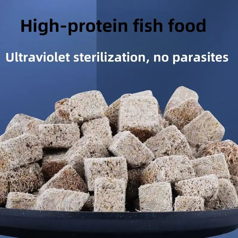 165ML/550ML High Protein Freeze Dried Bloodworms Cube Tubifexes Worms Fish Feed Axolotl Feed Tortoise Feed