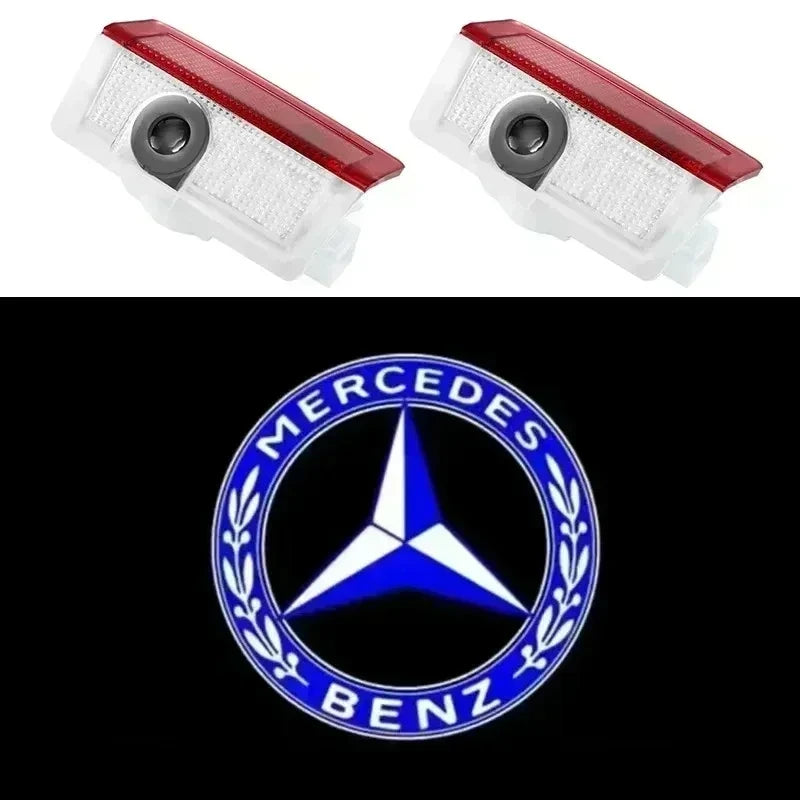 2Pcs LED Light Car Door Projector Lamps Accessories for Mercedes Benz AMG A B C M ML GLA GLS E Class W176 W205 W166 W246 W212