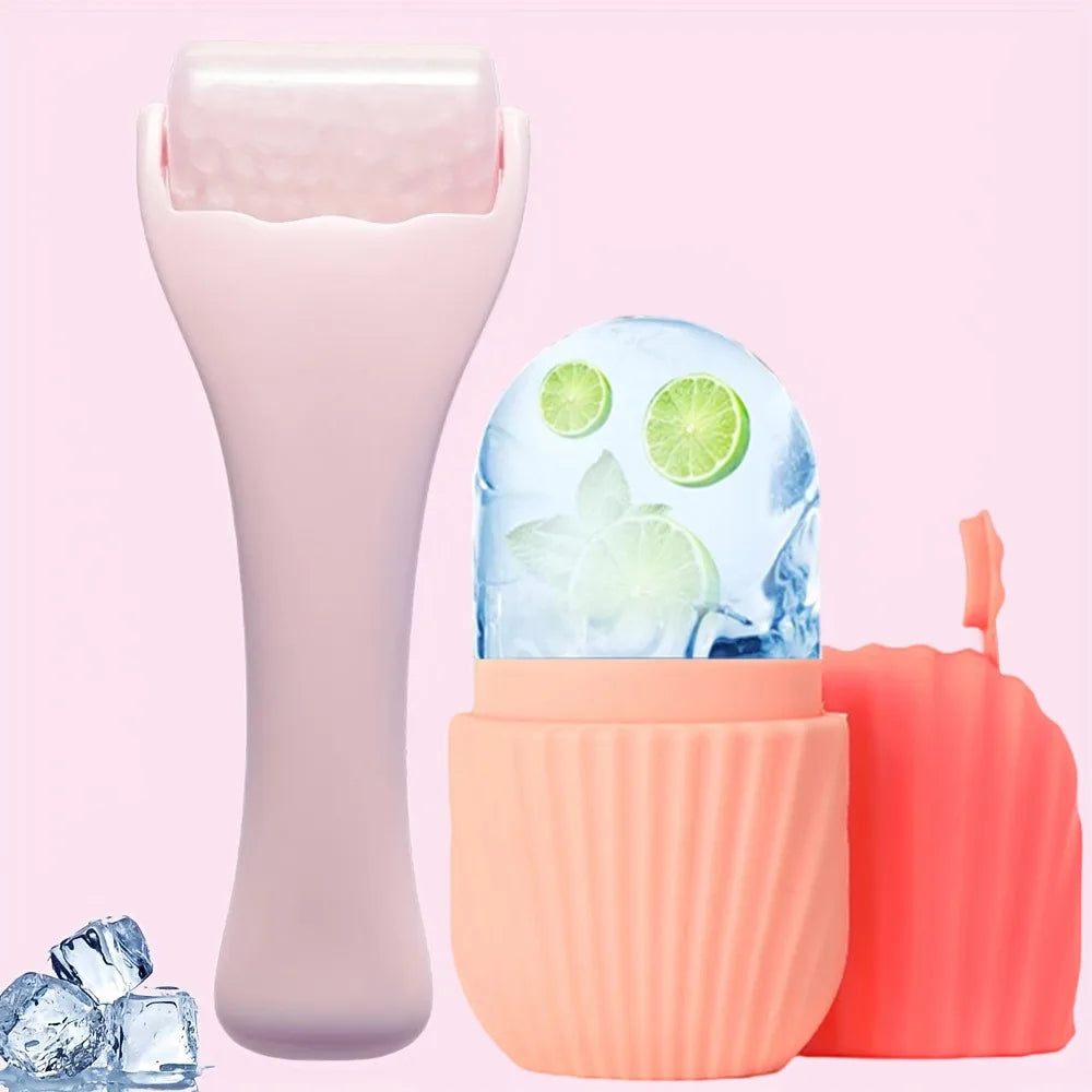 Facial Massage Roller Silicone Ice Mold Set Combo Reusable Spa Set Reducing Puffiness, Shrink Pores Shrink Pores Skin Care Tool