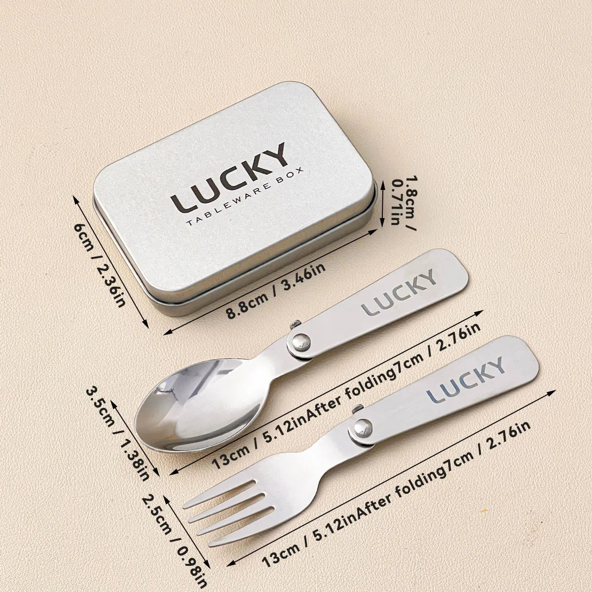 304 Stainless Steel Folding Spoon and Fork Set Portable Travel Cutlery with Case Reusable Kitchen Utensils for Camping Picnic