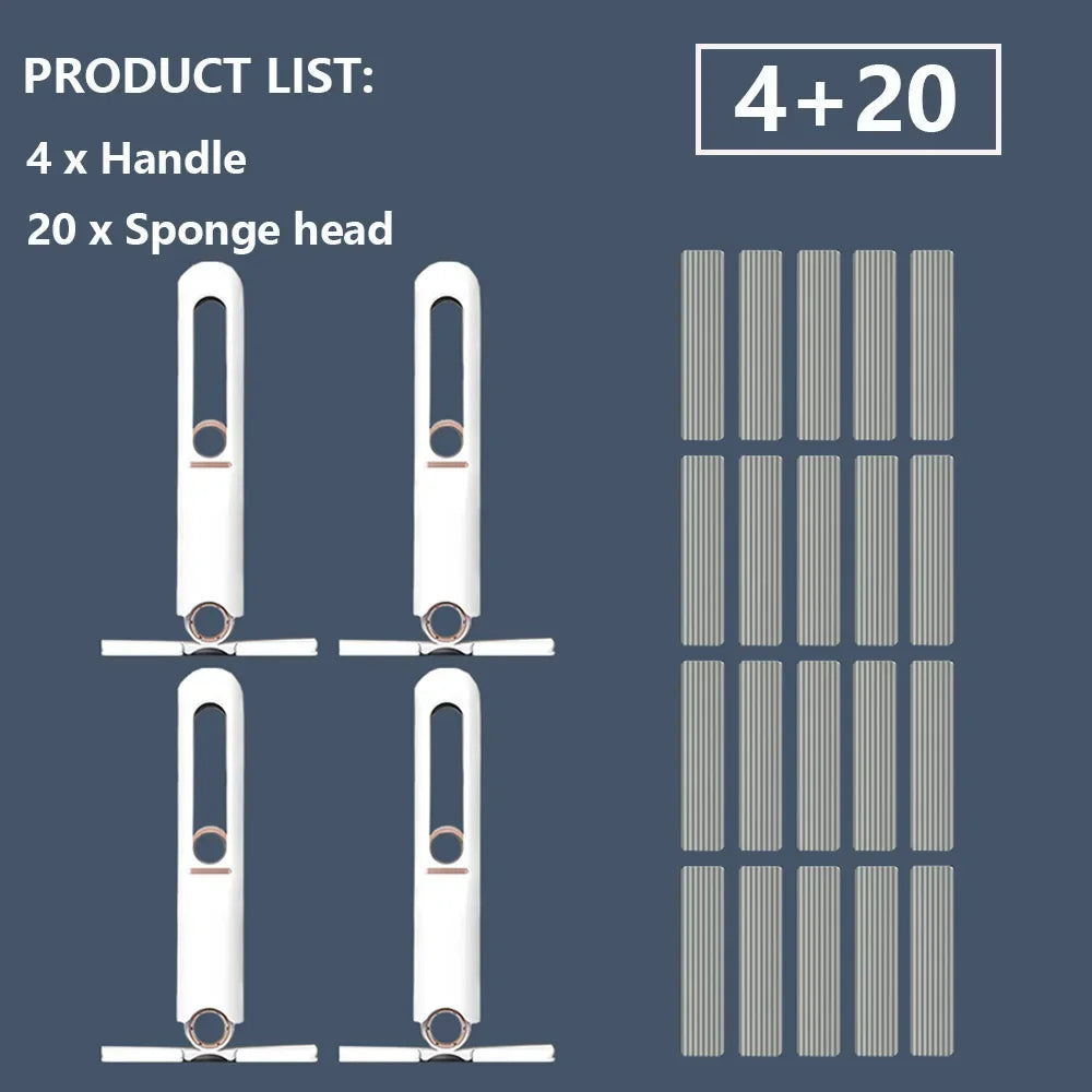 4/24Pcs Mini Squeeze Mop Mini Mop Desk Kitchen Car Clean Tools Mops with Self-squeezing Folding Home Cleaning Floor Washing Mops