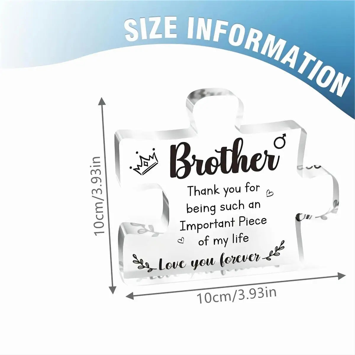 Acrylic Block Puzzle Plaque Decorations - Delicate Brother Gifts from Sister - Thanksgiving New Year Birthday Gifts for Brother