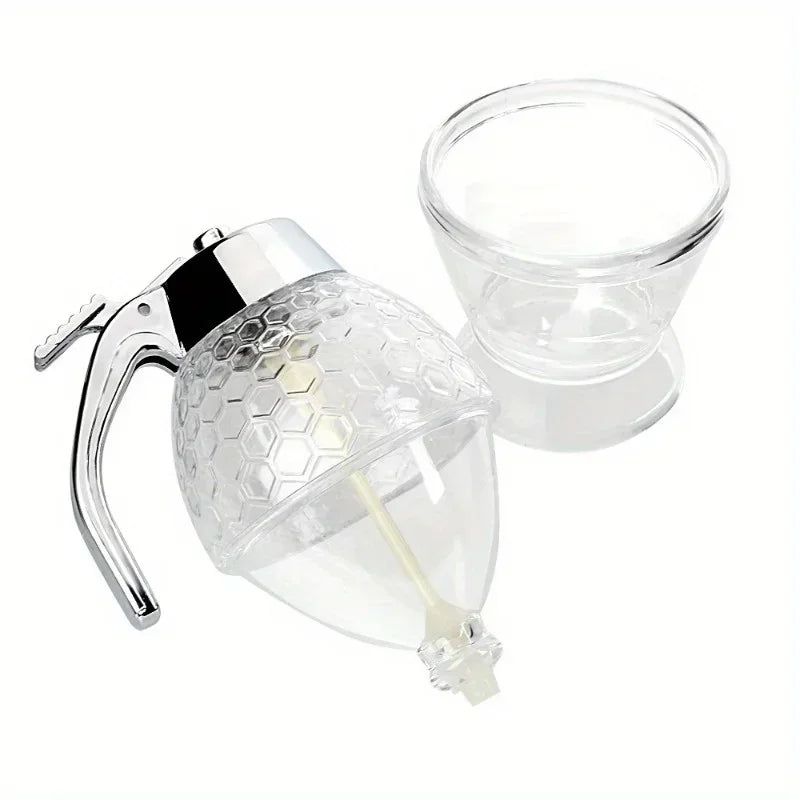 1pc Juice Syrup Cup Squeeze Bottle Storage Pot Stand Holder Bee Drip Dispenser Kettle Honey Jar Container Kitchen Accessories