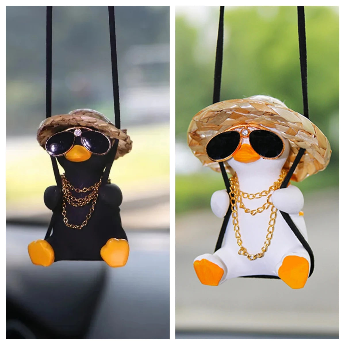 Car Pendant Cute Anime Little Duck Swing Auto Rearview Mirror Hanging Ornaments Interior Decoraction Accessories for Girls Gifts