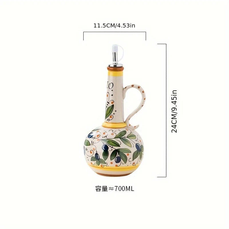BPA-Free Olive Oil Dispenser Underglaze Embossed Ceramic Oil Vinegar Can Kitchen Accessories Storage Dispenser Container Bottle