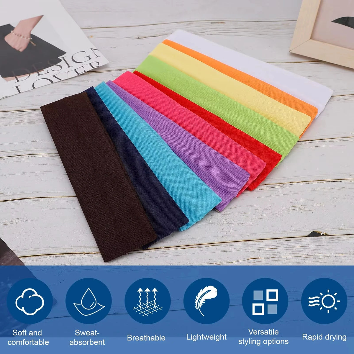 Random style anti slip headband for women's fashion sports headband, soft fabric elastic headband, suitable for wearing during exercise, yoga, and running, women's hair accessories