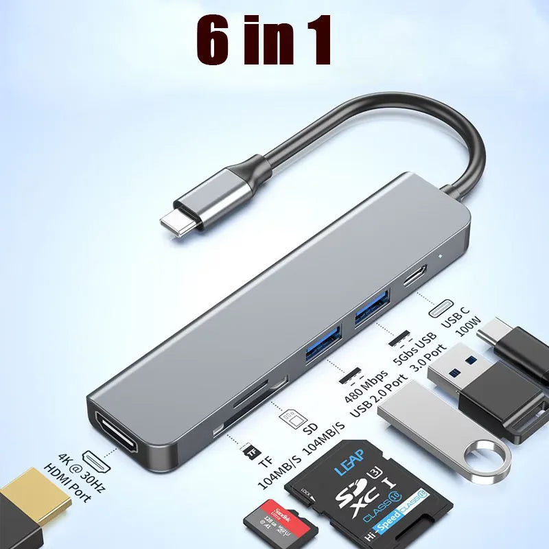 6-Port USB-C Hub Docking