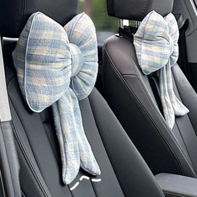 NEW Bowknot Pillows Car Seat Neck Rest Pillow,Car Headrest Neck Cushion Pillows,Pink Car Accessories for Women