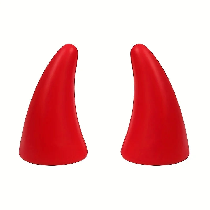 Self-Adhesive Car Elasticity 3D Devil Horns Sticker Bumper Decor Anti Collision Big Devil Horns for Motorcycle Bike Ski Helmets