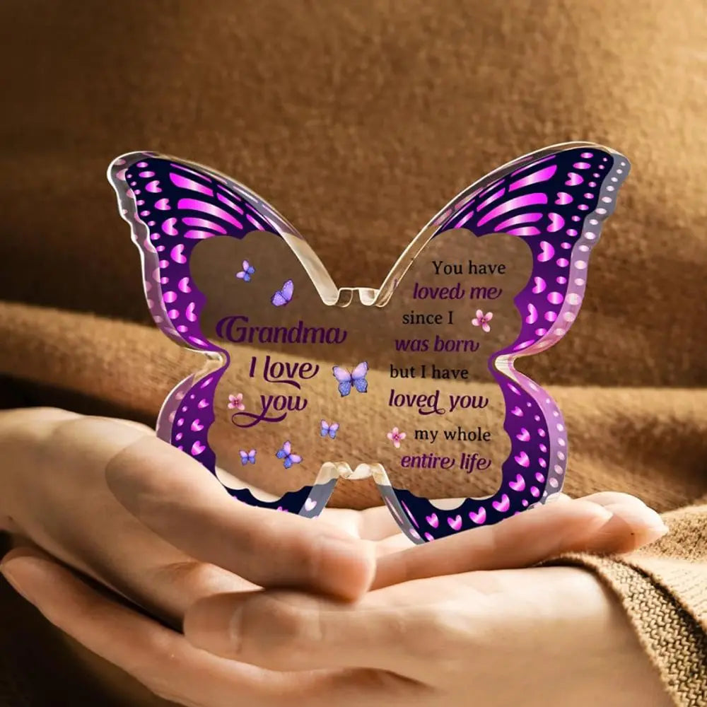Butterfly Acrylic Plaque for Grandma – Gift from Grandchildren for Birthday, Mother’s Day & Christmas