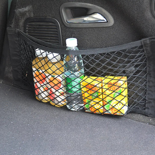 Car Seat Back Organizer Trunk Net Seat Elastic String Net Magic Sticker Mesh Storage Bag Auto Seat Back Bag Car Accessories