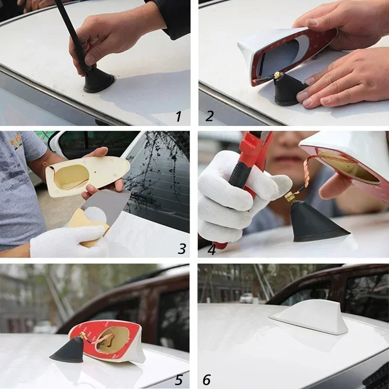 6/1 PCS UV-protected & weatherproof 6pcs Black Car EVO-Style PP Roof Shark Fins Spoiler Wing Kit Vortex Generator
