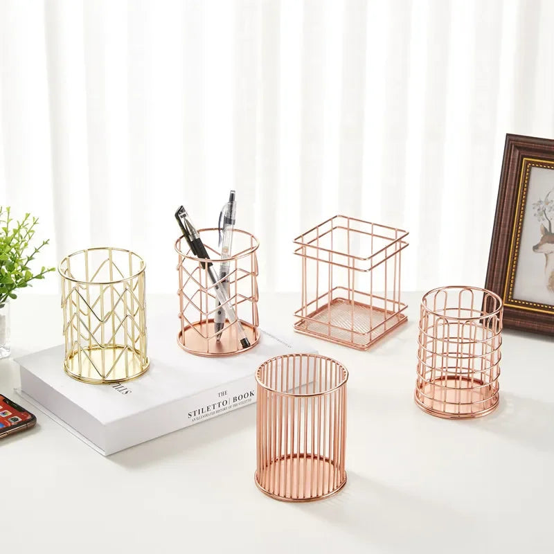 Cylindrical Wrought Iron Brush Organizer