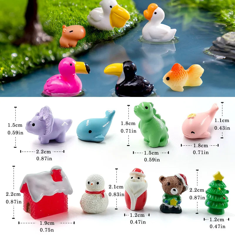 Christmas Easter Rabbit Pig Bear Sheep Frog Capybara Fox Cat Fish Bird Figurine Miniature Fairy Garden Decoration Accessories