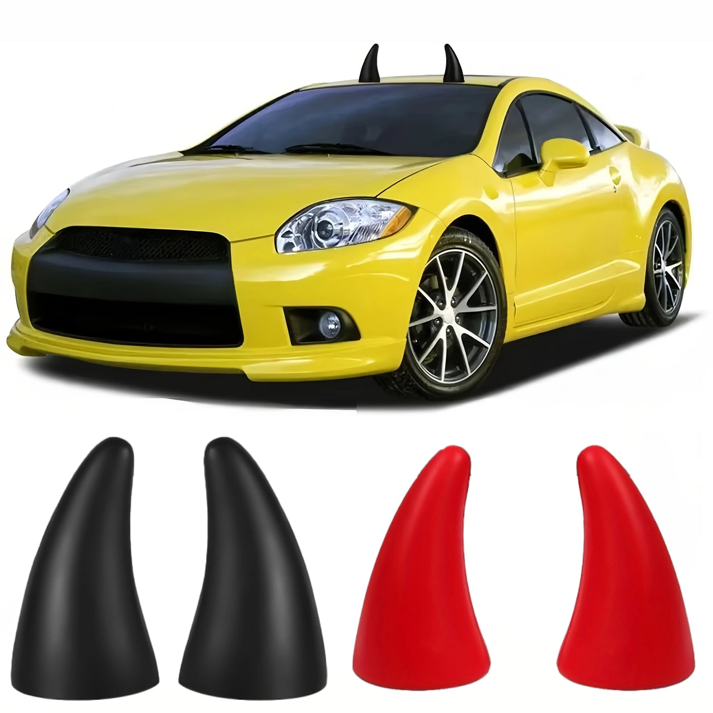 Self-Adhesive Car Elasticity 3D Devil Horns Sticker Bumper Decor Anti Collision Big Devil Horns for Motorcycle Bike Ski Helmets