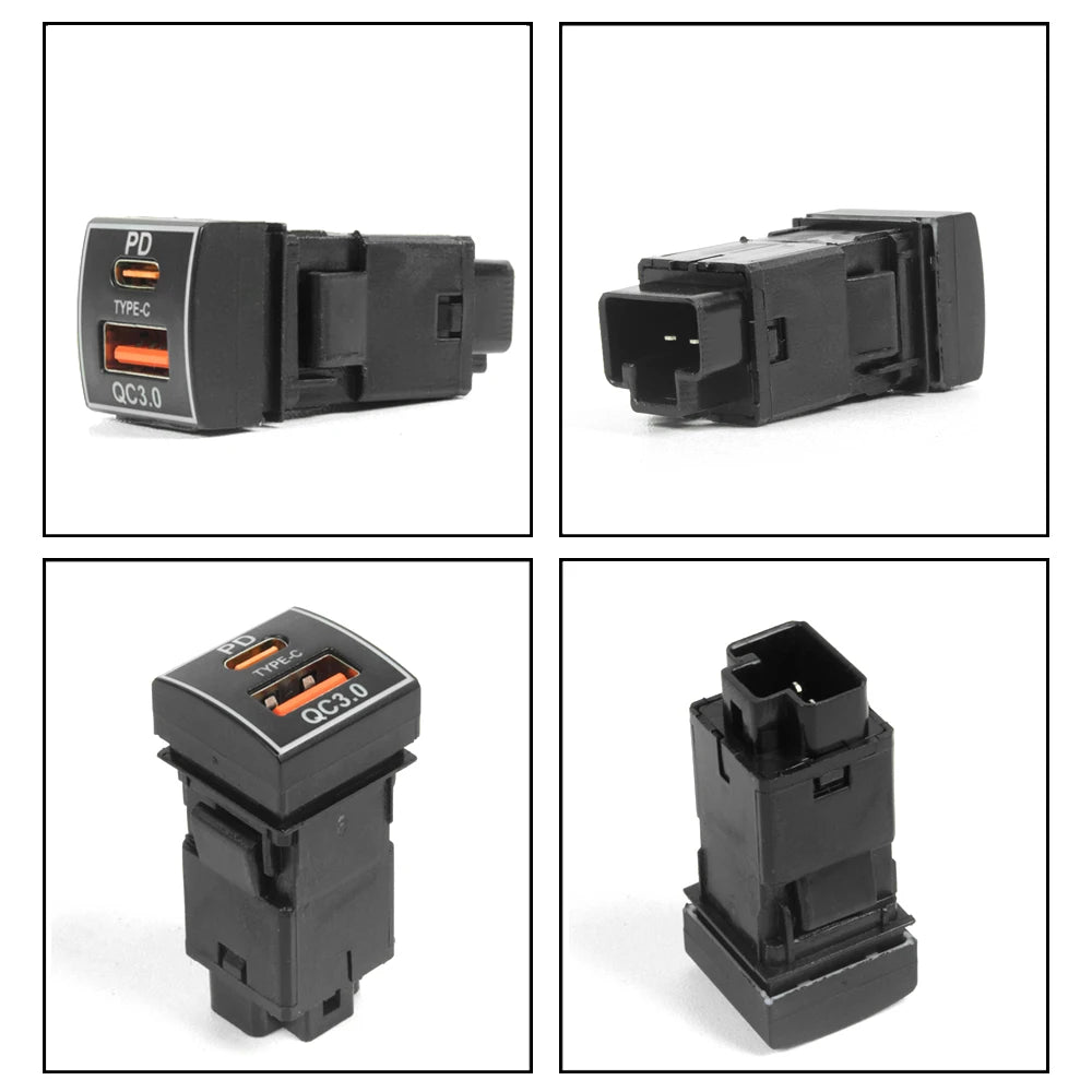 Juren 1pcs QC3.0 USB Fast Charging TYPE-C Interface Socket Charger For Toyota Camry Carola TS-07-C