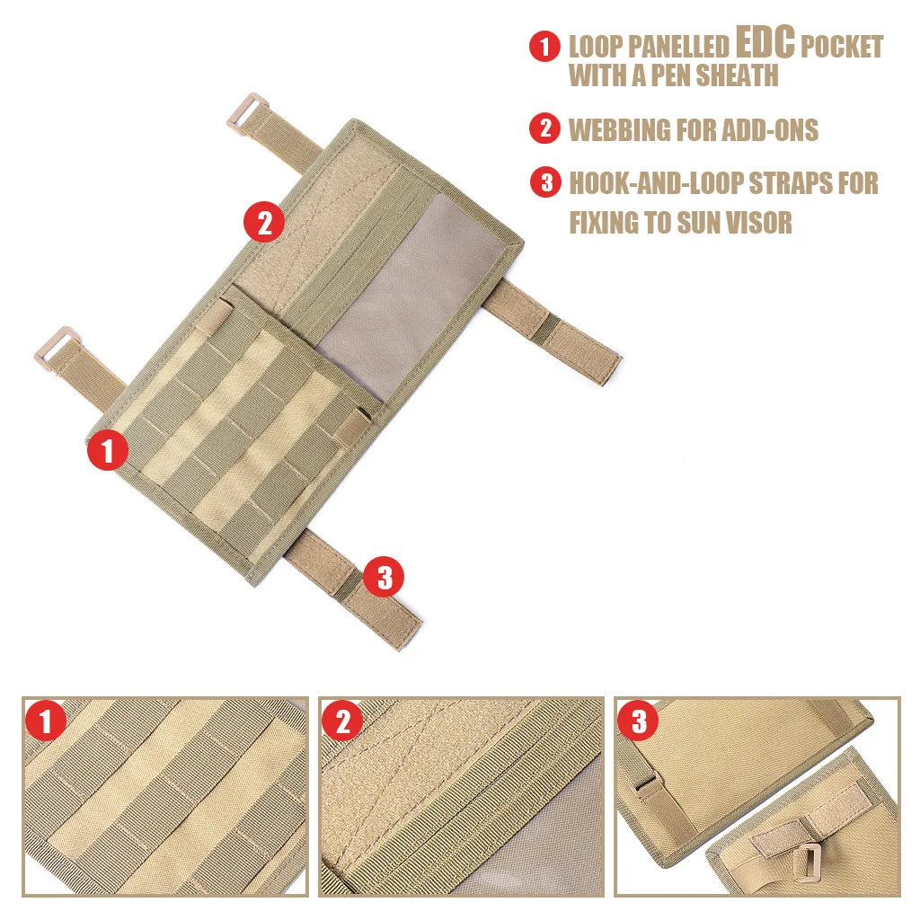 Tactical Army Hunting Universal Car Auto Visor Organizer Holder Case for Car Accessories Sun Visor Molle Organizador Bag Pouch