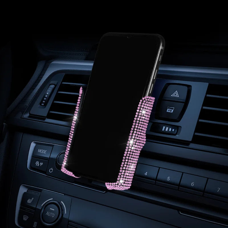 Bling Rhinestone Car Phone Holder Air Vent Gravity Auto-clamp Cell Phone Mount Luxury Crystal Car Navigation Bracket