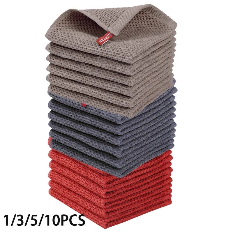 New 100% Cotton Dishcloth Ultra Soft Absorbent Kitchen Towel Household Cleaning Cloth Kitchen Tools Gadgets Wash Cloth Dish Rag