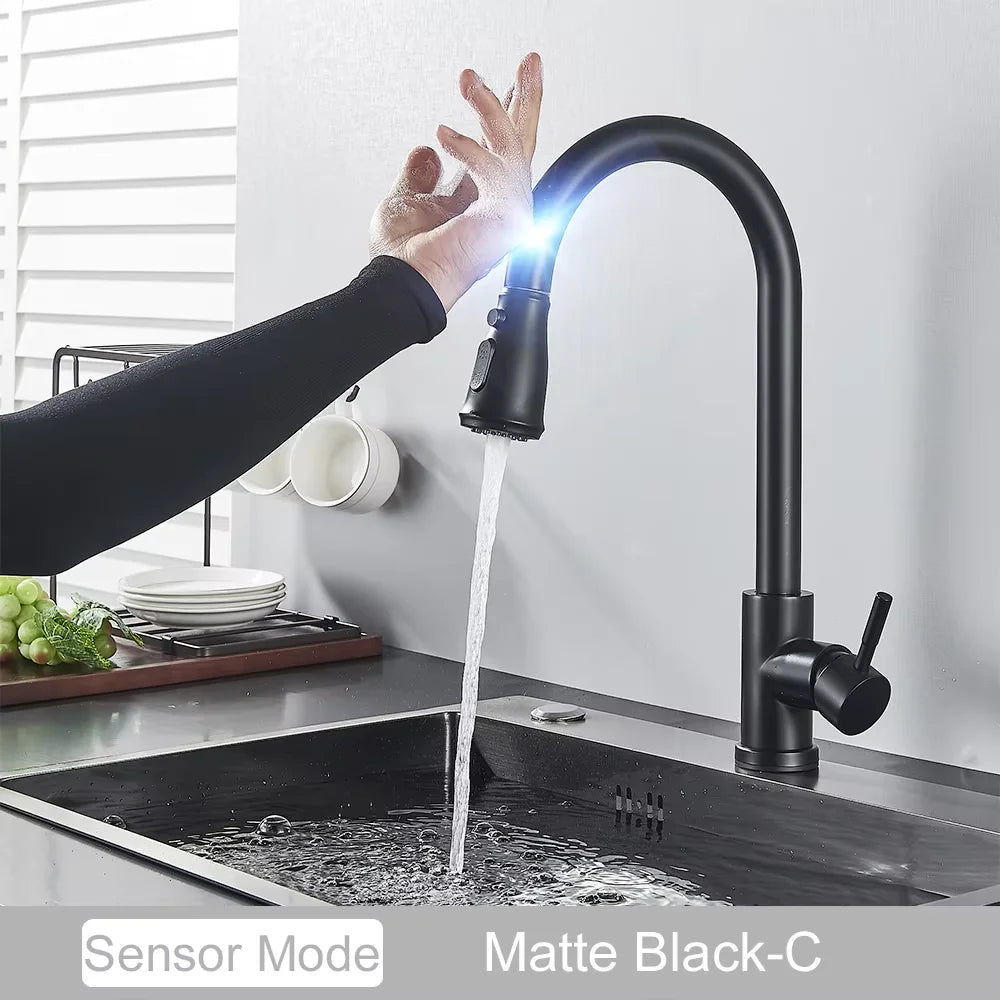 Pull Out Intelligent Touch Kitchen Sink Faucet With Hot And Cold Mixing Sink Faucet That Can Rotate 360 Degrees