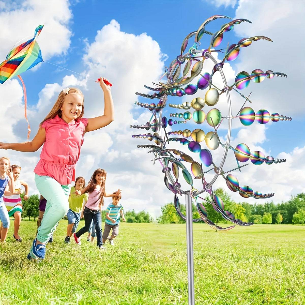 1 Piece of Metal Powered Windmill - Outdoor Garden Decoration, No Battery Required, Creative Lawn Art Rotator