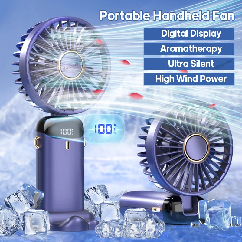 USB Handheld Mini Fan Foldable Portable Neck Hanging Fans 5 Speed USB Rechargeable Fan