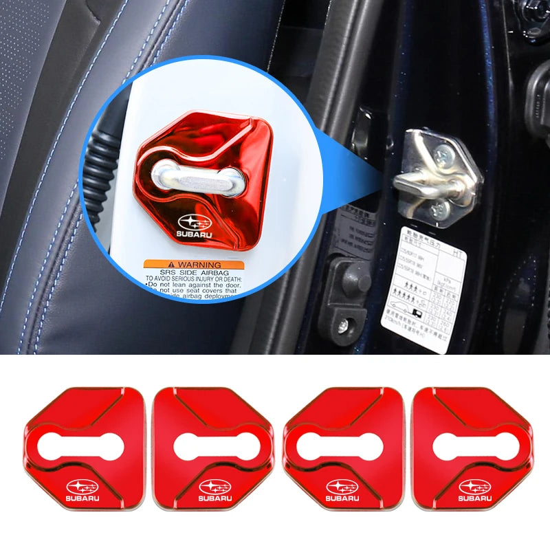 4Pcs Stainless Steel Car Logo Door Lock Protection Cover For Subaru Crosstrek Forester Outback Impreza BRZ WRX Ascent REX Levorg