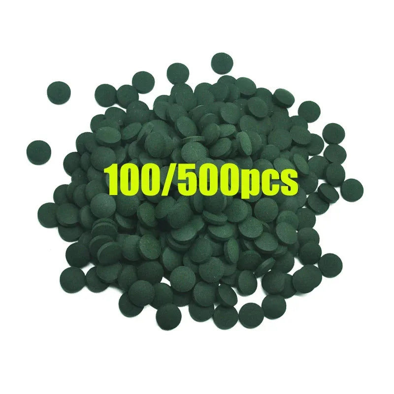 100/200/300/500pcs High Purity Spirulina Tablets Spiral Seaweed Enrichment Favorite Pets Food Fish Crystal Red Shrimp Fish Food