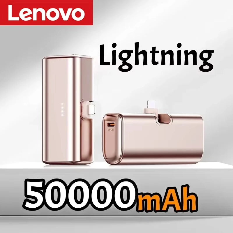 Lenovo 225W Fast Charging USB C Power Bank 500000mAh Mini Portable Charger for iPhone 15 16 Android Devices Travel Battery Pack