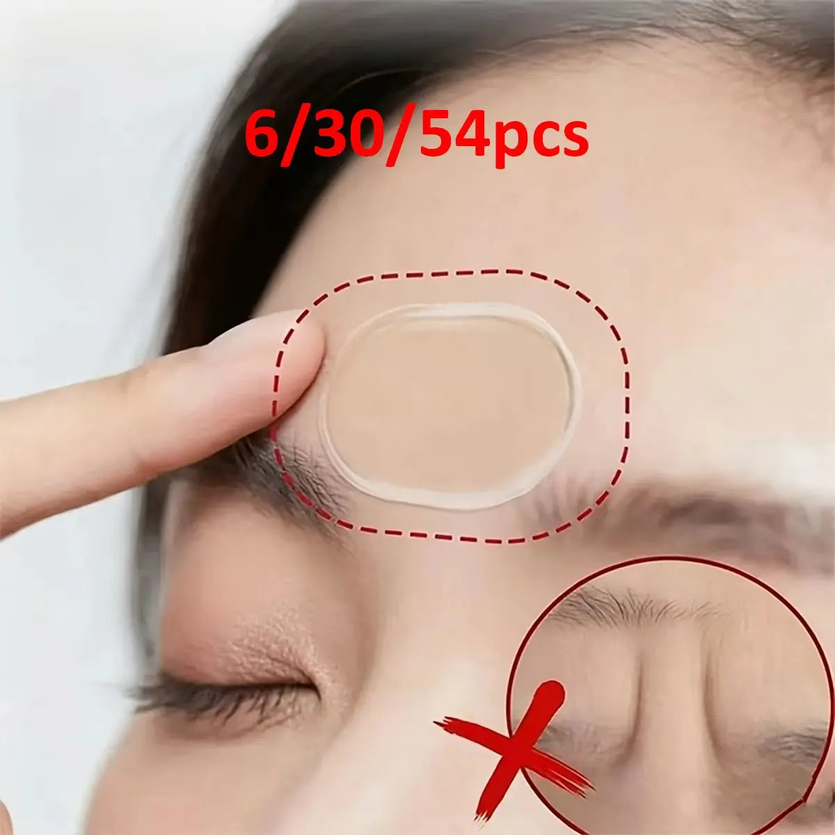 54/30/6 Pieces of Self-Adhesive Sleep Forehead Patches - Reusable Anti-Wrinkle Elastic Patches for the Face, Suitable for Full Face Facial Training, Washable, Sticky and Reusable