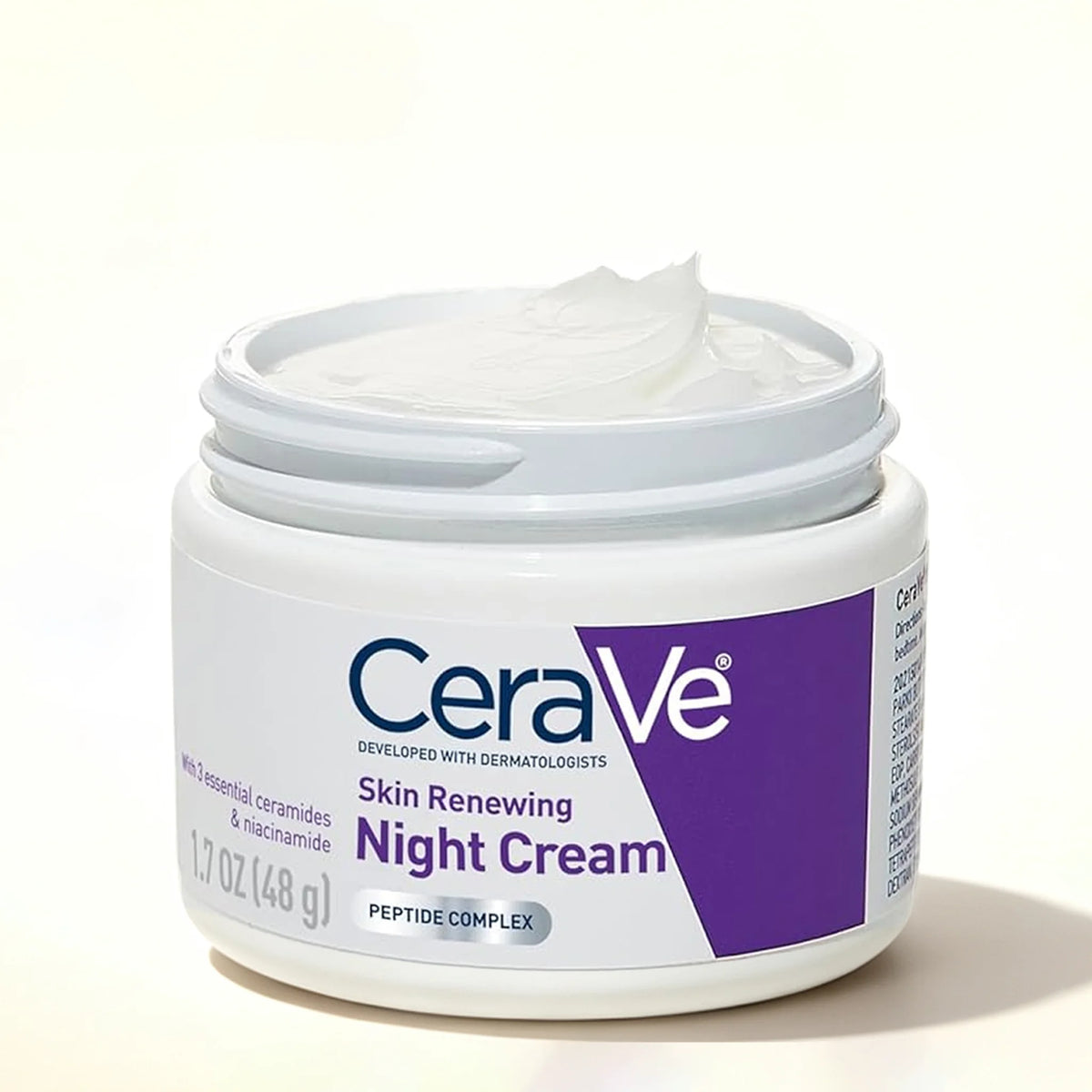 CeraVe Skin Renewing Night Cream, Peptide Complex, Hyaluronic Acid & Ceramide Moisturizer for Face, 1.7 Ounce